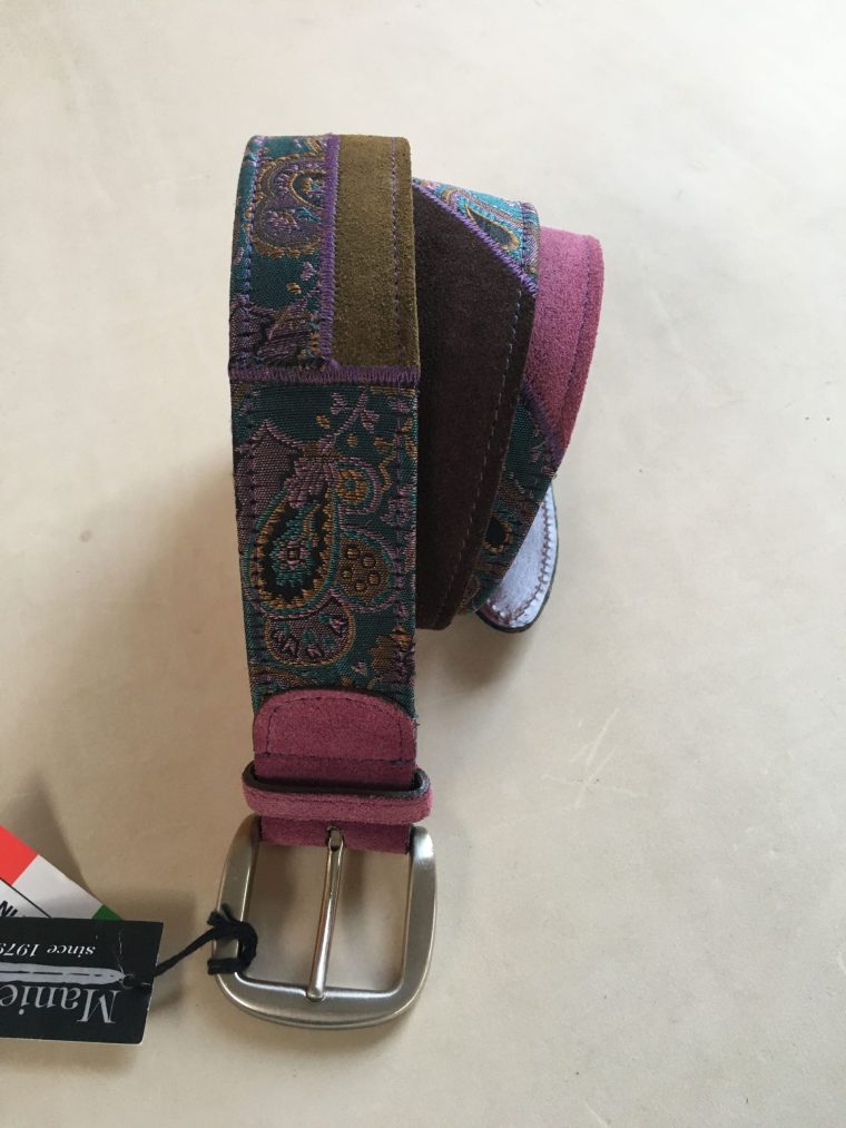 Cintura in patchwork di pelle e paysley
